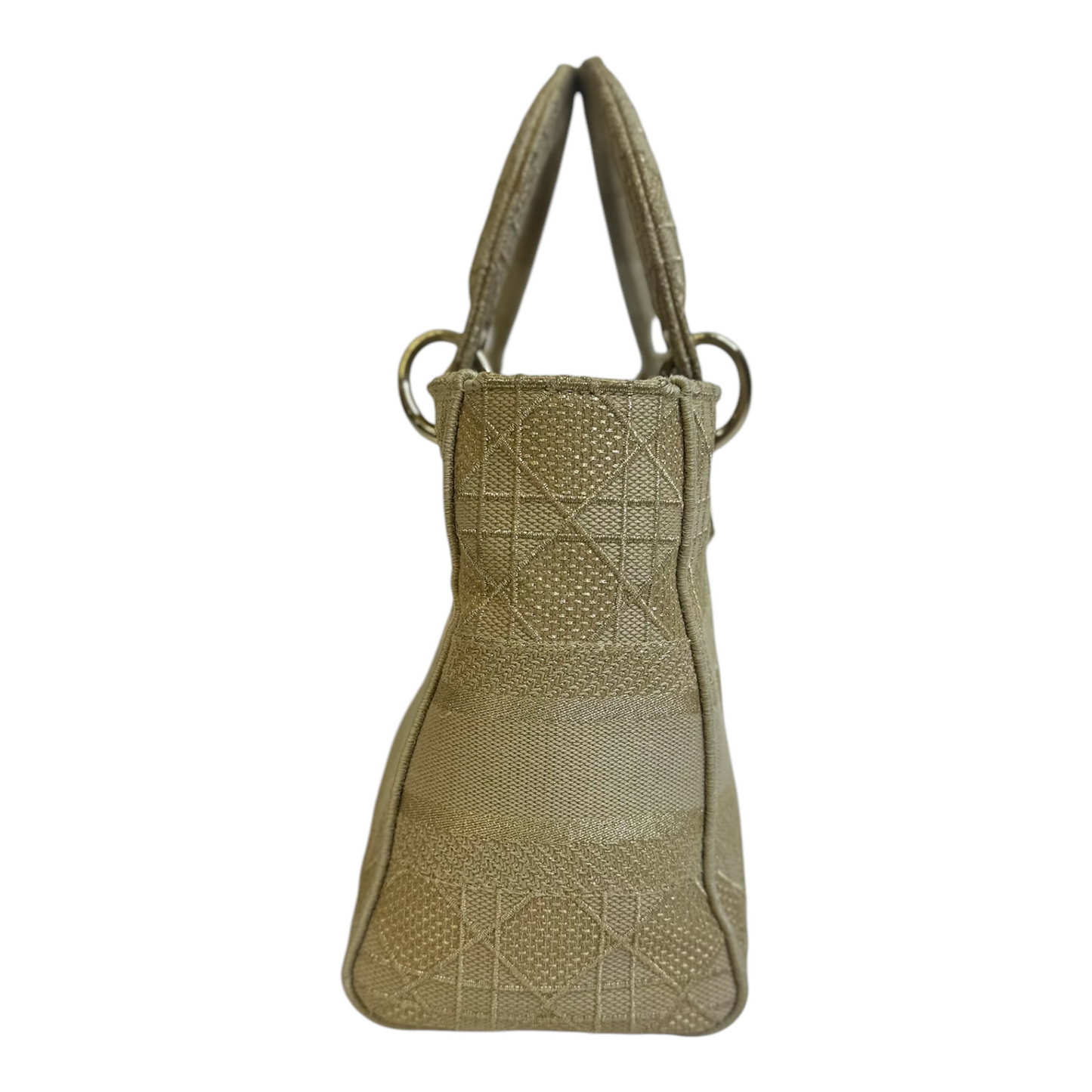 Christian Dior Canvas Embroidered Cannage Medium Lady D-Lite Beige