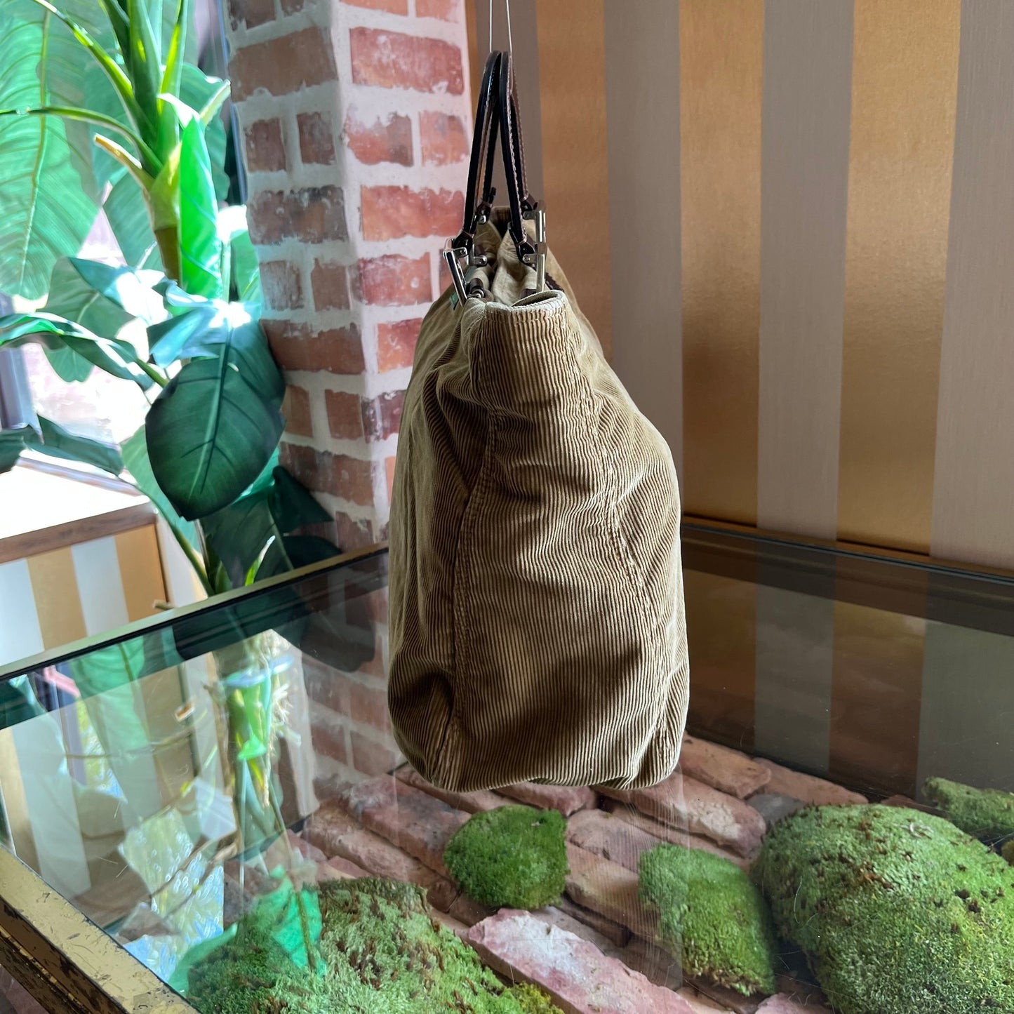 FENDI Vintage Manchester Brown Corduroy Tote