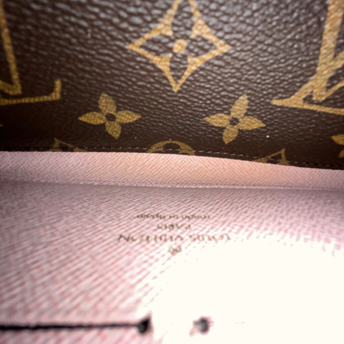 LOUIS VUITTON Clemence Monogram Rose Ballerine Wallet