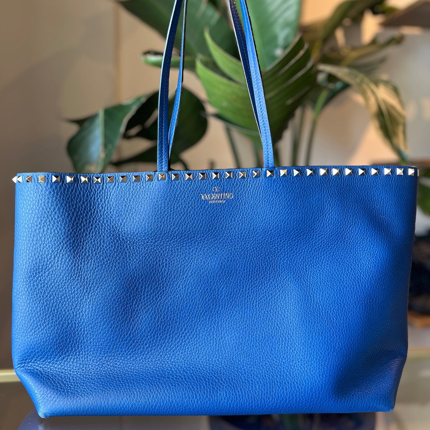 VALENTINO Cobalt Blue  Rockstud Shopping Tote Large