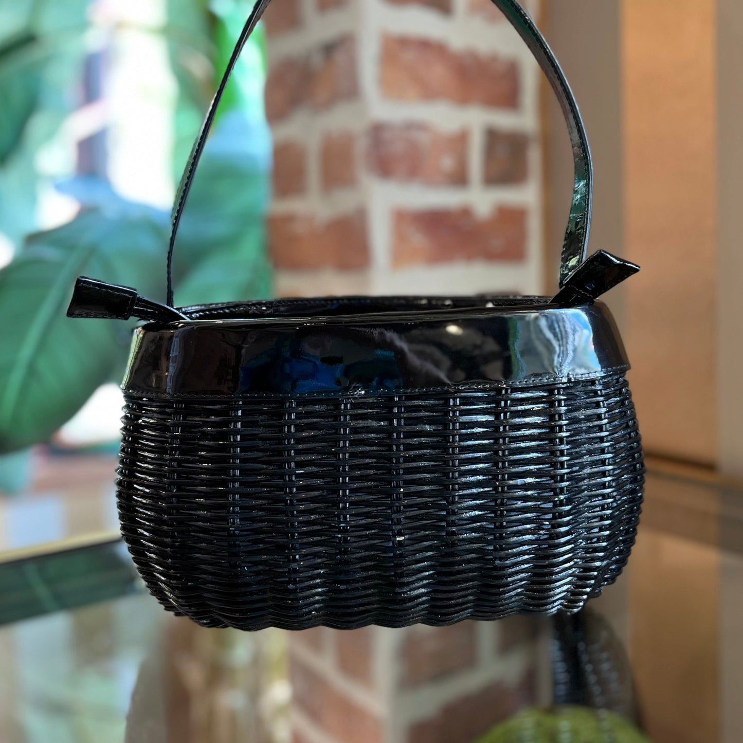 BURBERRY Wicker Basket Top Handle Bag
