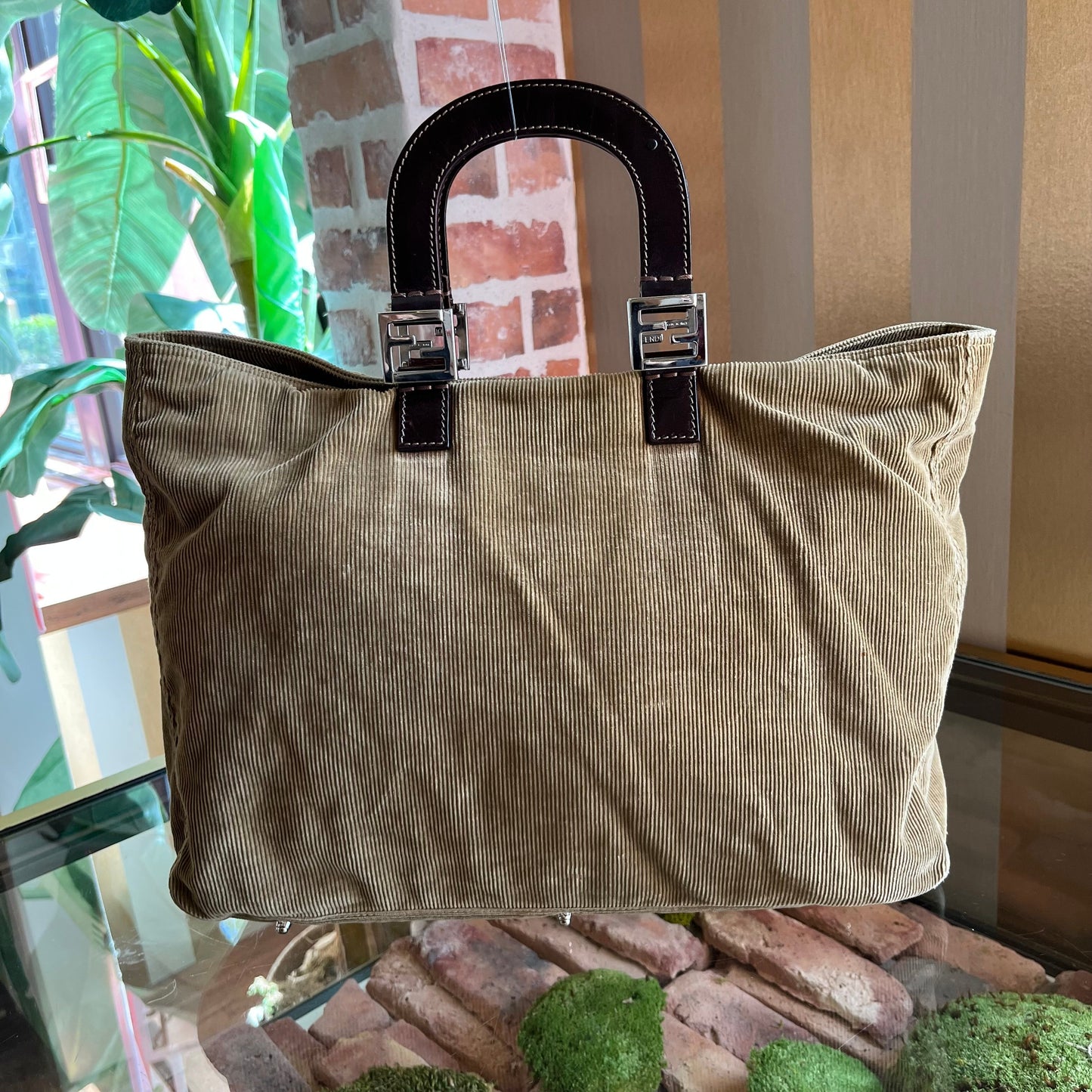 FENDI Vintage Manchester Brown Corduroy Tote