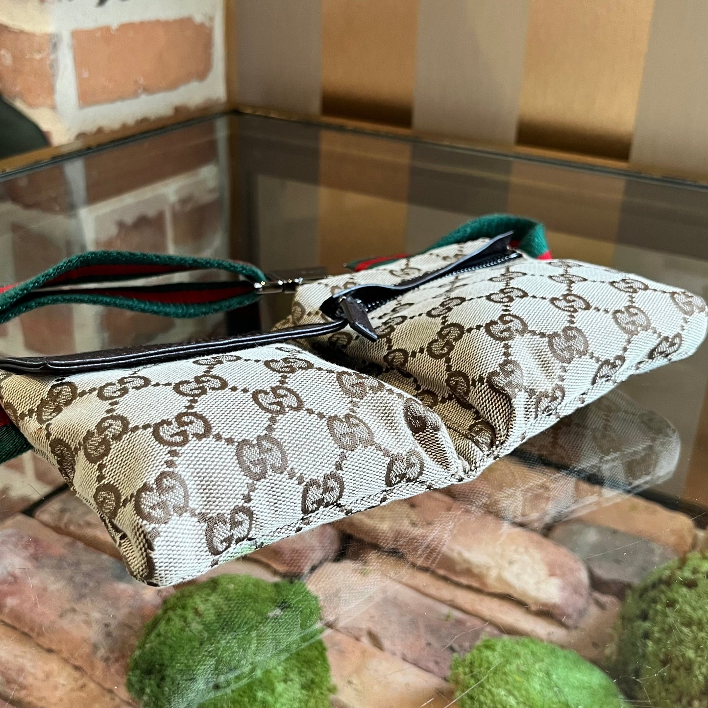 GUCCI GG Canvas Double Pocket Belt Bag