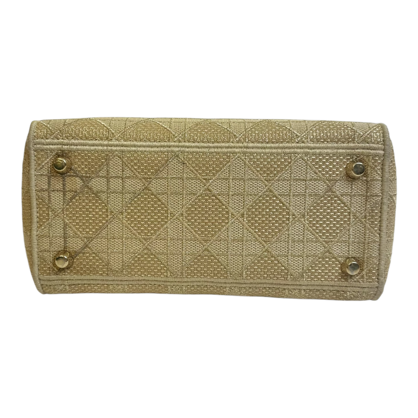 Christian Dior Canvas Embroidered Cannage Medium Lady D-Lite Beige