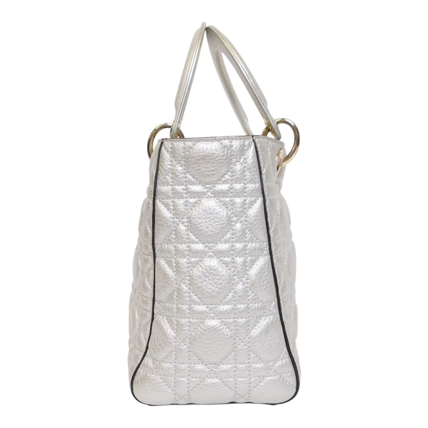 Christian Dior Metallic Grained Calfskin Cannage Mini Lady Dior