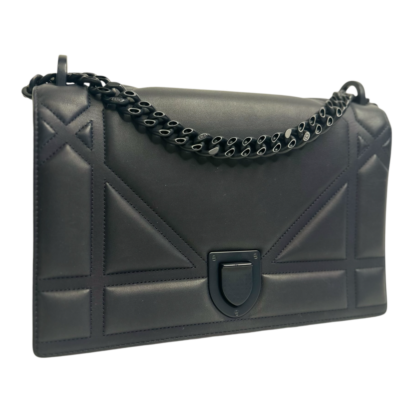 Christian Dior Ultra Matte Calfskin Studded Medium Diorama Flap Bag Blue