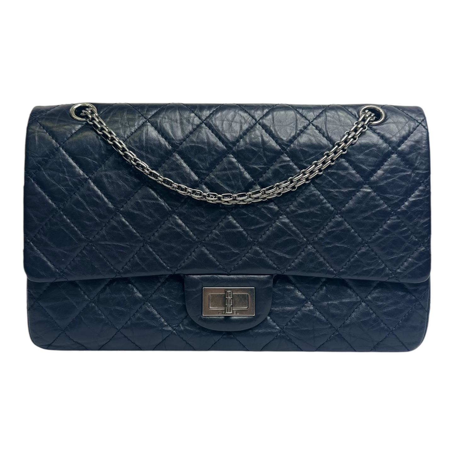 Chanel Aged Calfskin Quilted 2.55 Reissue 227 Flap Dark Blue