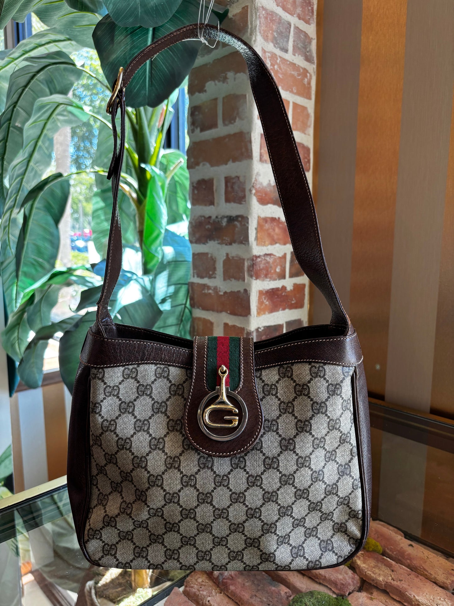 GUCCI GG Web Sherry Line Shoulder Bag