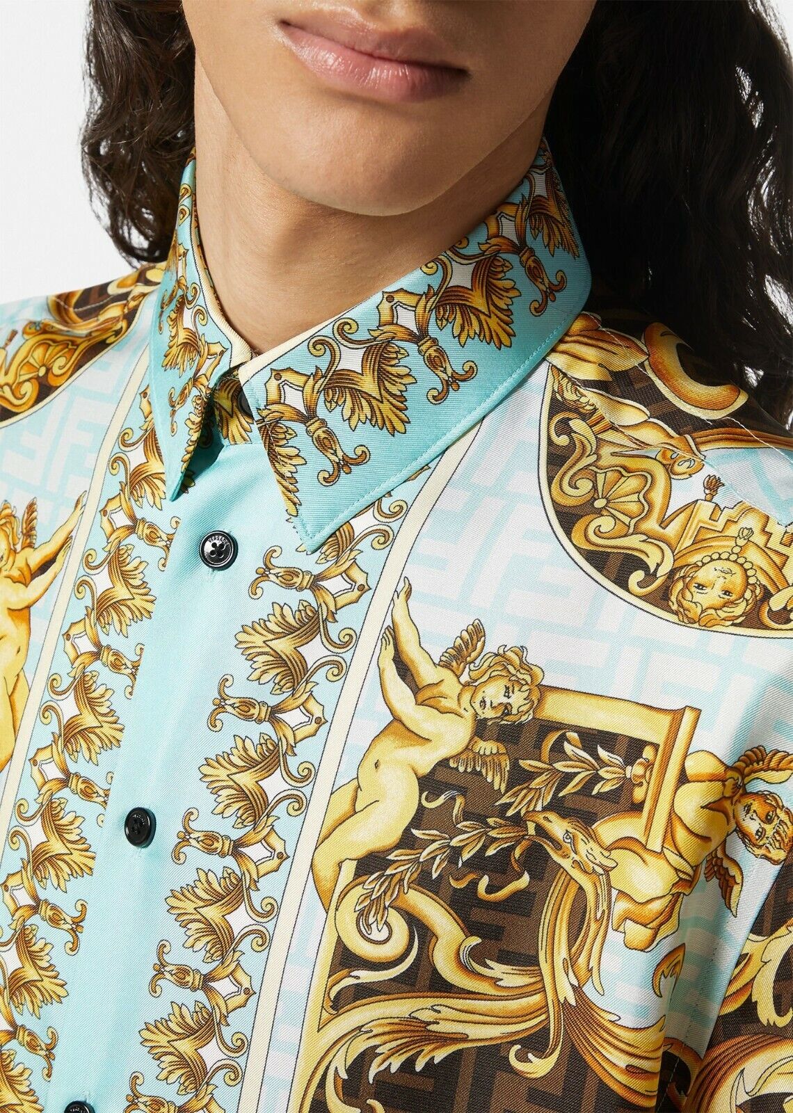 FENDACE WILD BAROQUE SILK MEN'S SHIRT