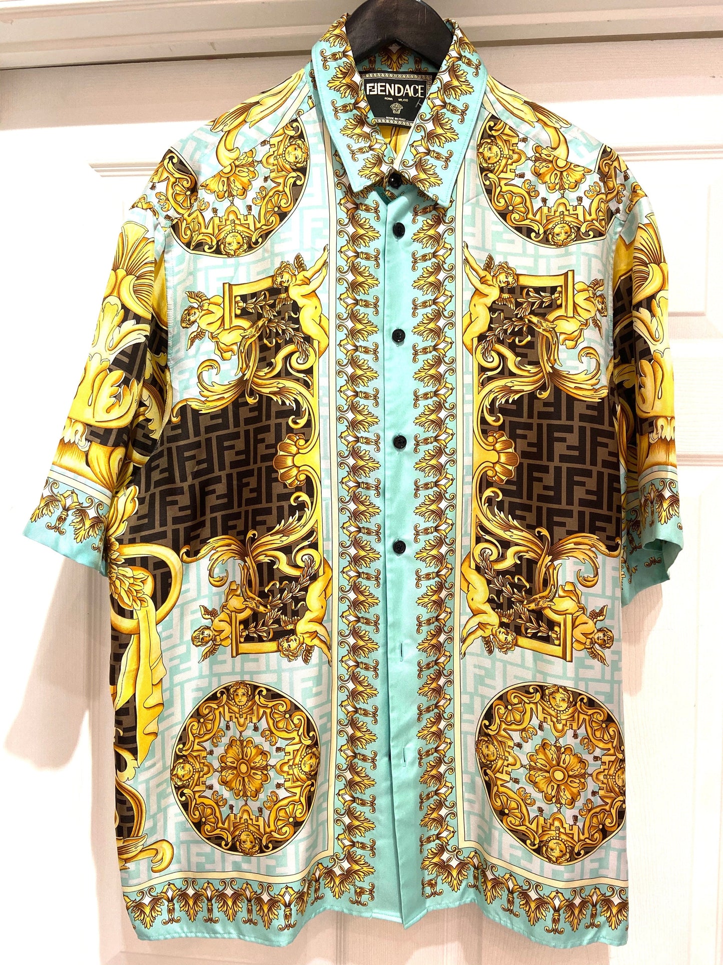 FENDACE WILD BAROQUE SILK MEN'S SHIRT