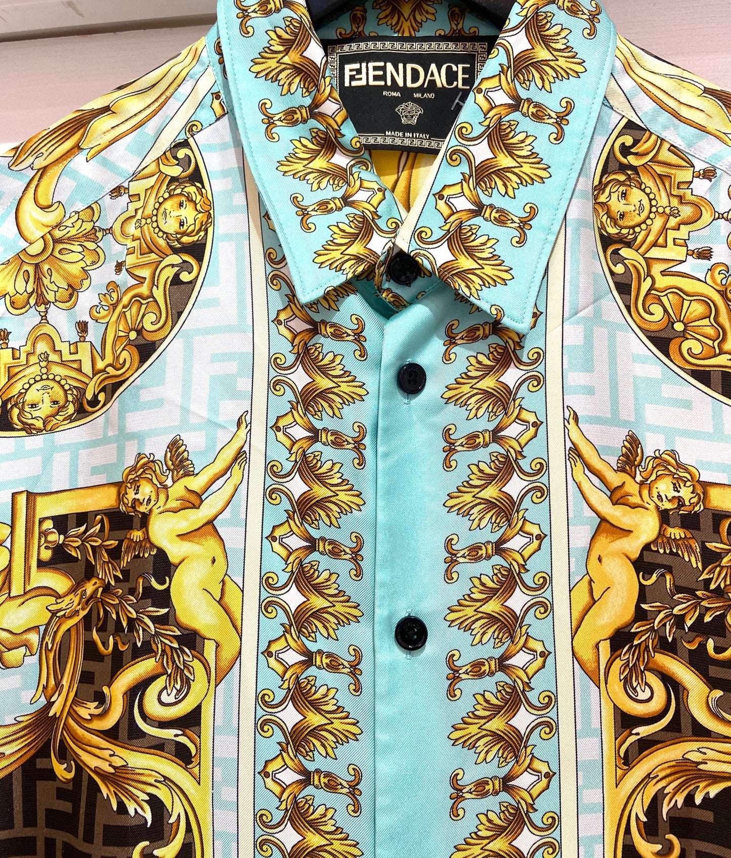 FENDACE WILD BAROQUE SILK MEN'S SHIRT