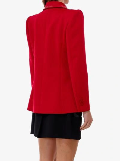 FENDI LEATHER TRIMMED JERSEY BLAZER