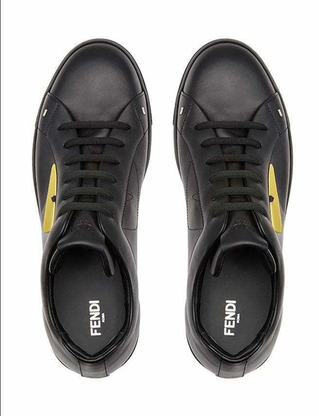 FENDI LEATHER SNEAKERS WITH COLORED BUGS