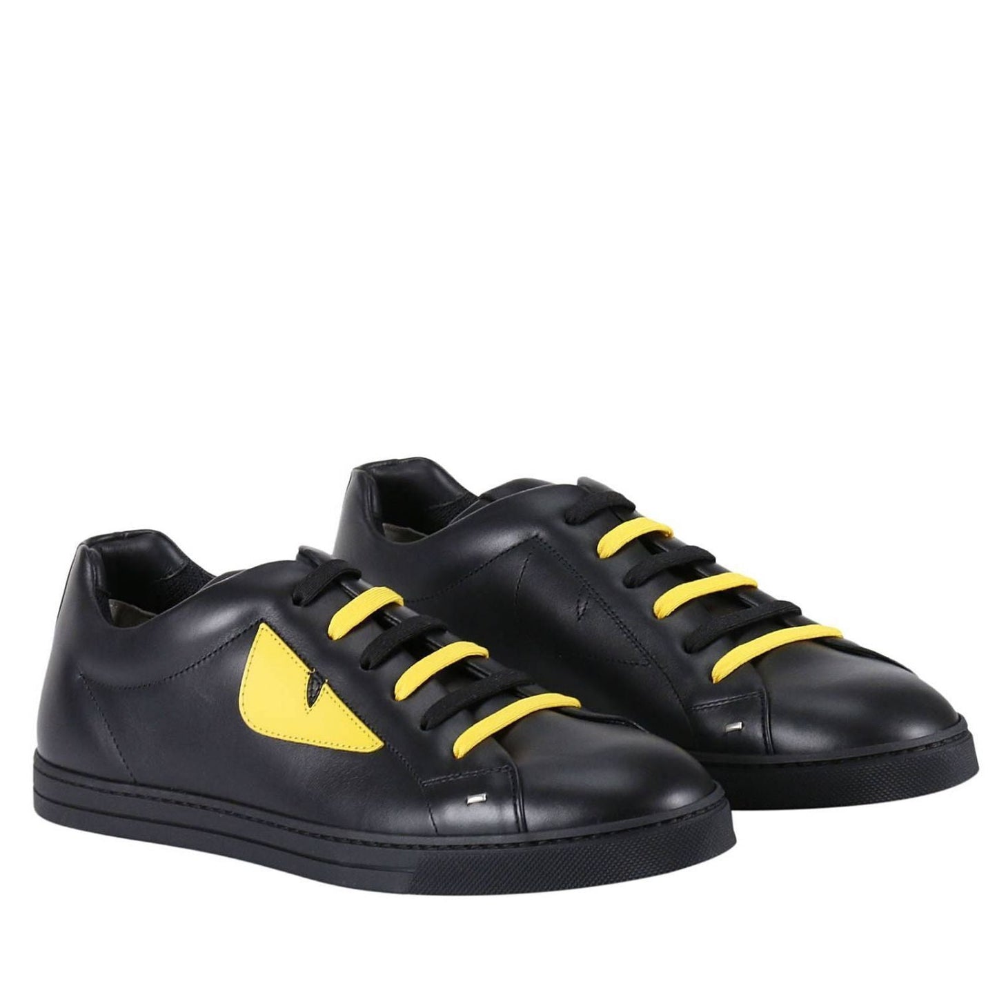 FENDI LEATHER SNEAKERS WITH COLORED BUGS