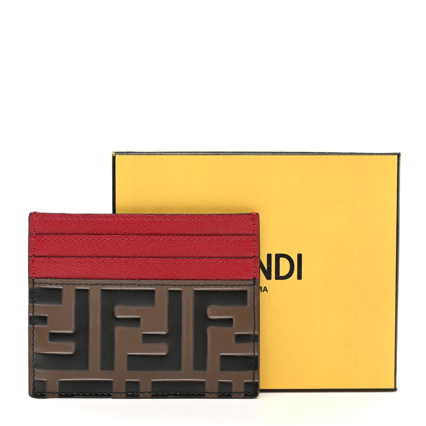 FENDI FF 1974 BI-COLOR EMOSSED ZUCCA CARD CASE