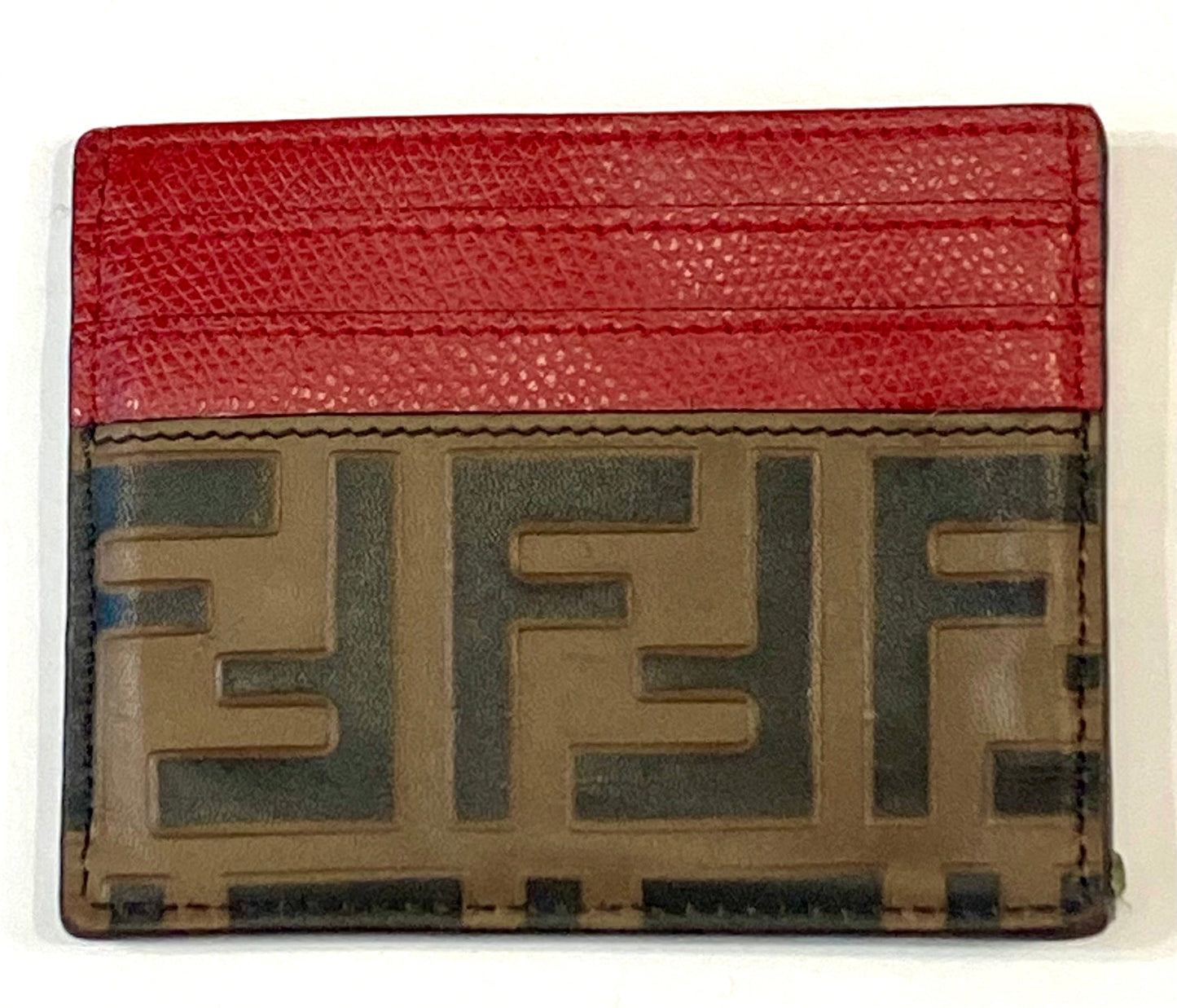 FENDI FF 1974 BI-COLOR EMOSSED ZUCCA CARD CASE