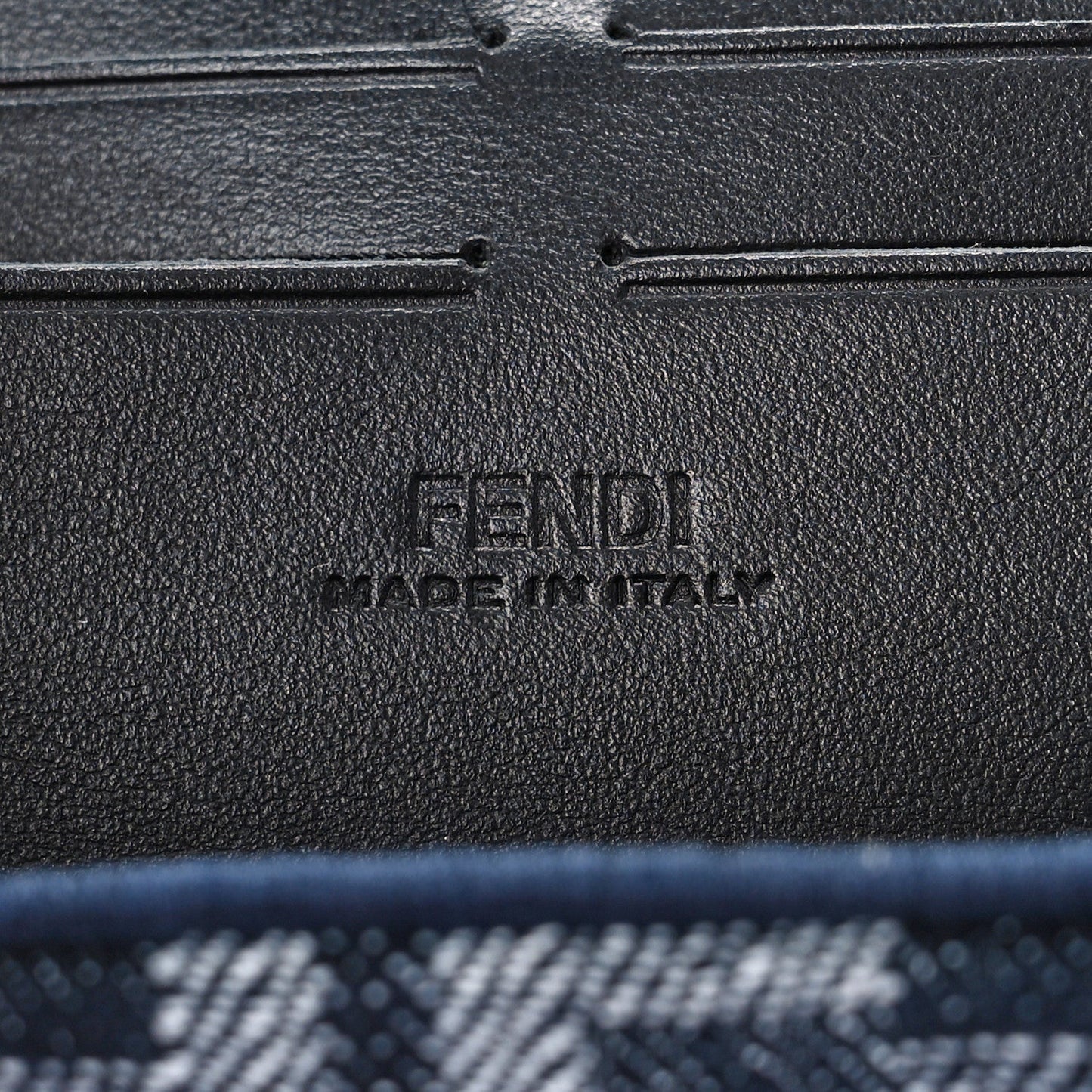 FENDI FF BLUE JACQUARD AND LEATHER SOFT TRUNK BAGUETTE BAG