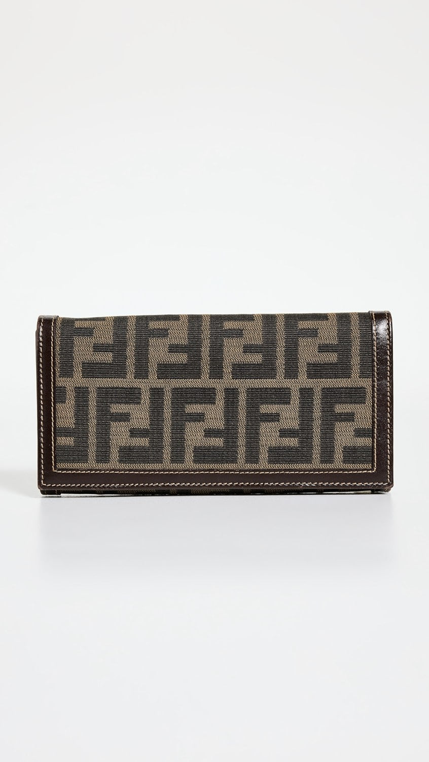 FENDI FF BROWN ZUCCA LONG FLAP WALLET