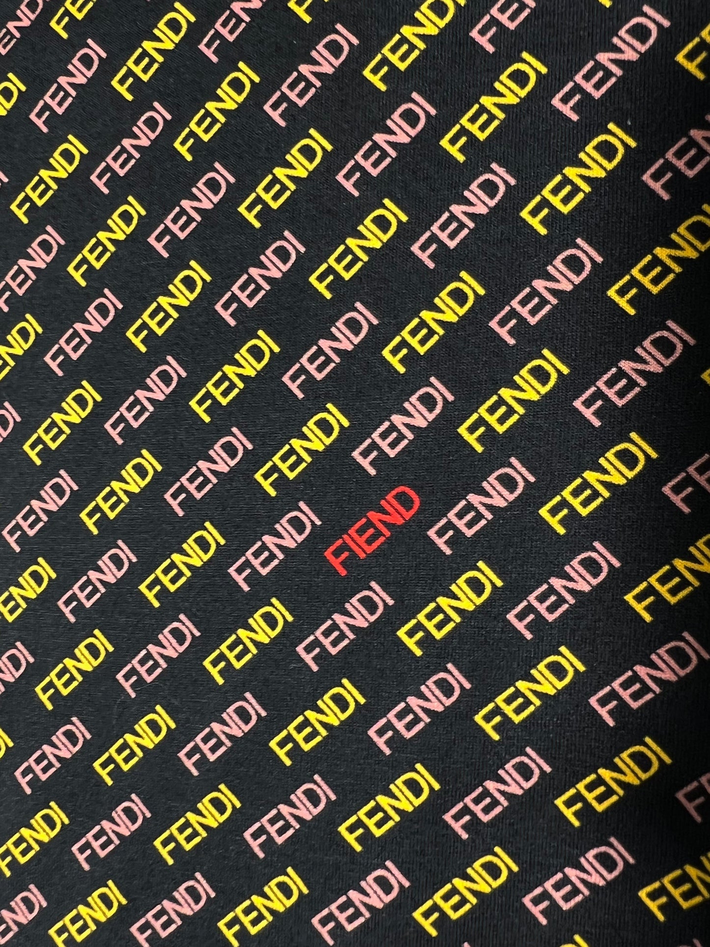 FENDI MULTICOLOR ALL-OVER LOGO CREWNECK TOP