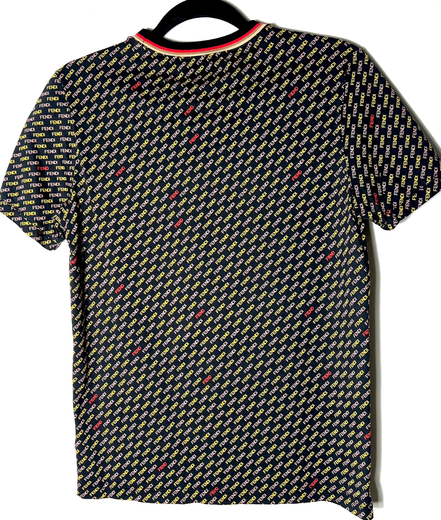 FENDI MULTICOLOR ALL-OVER LOGO CREWNECK TOP