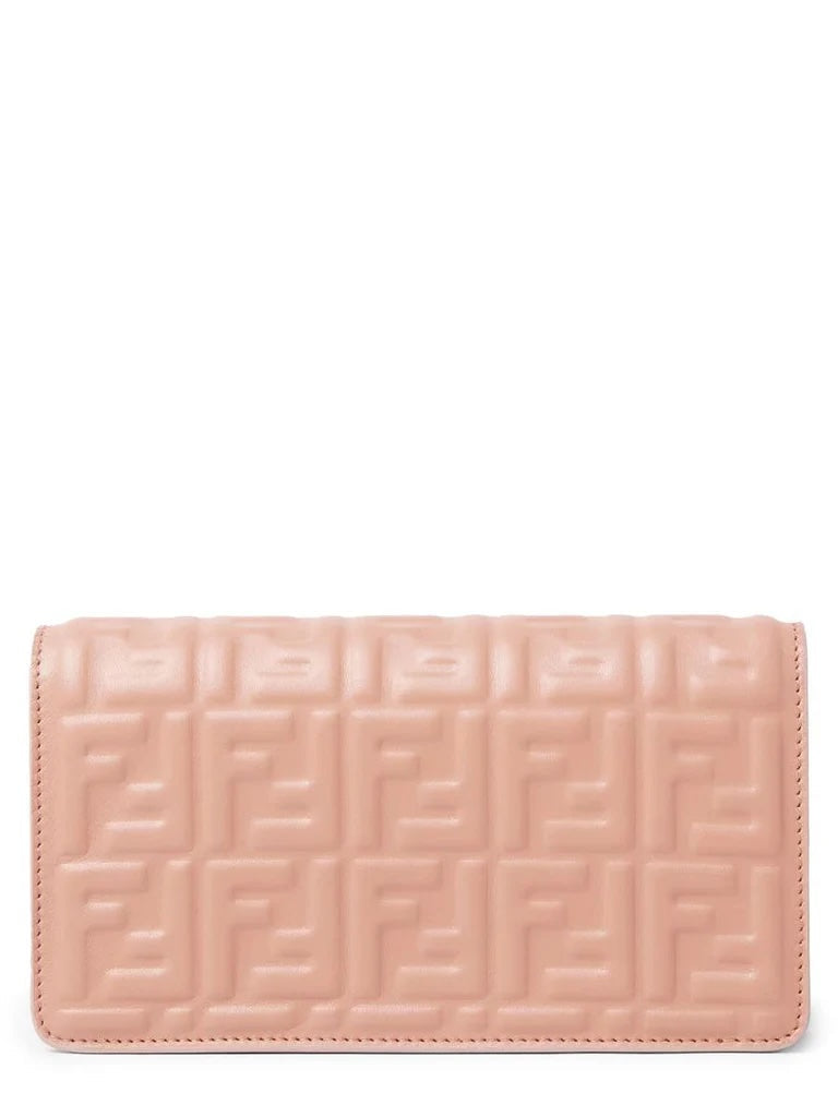 FENDI FF BAGUETTE CALFSKIN LEATHER WALLET ON CHAIN