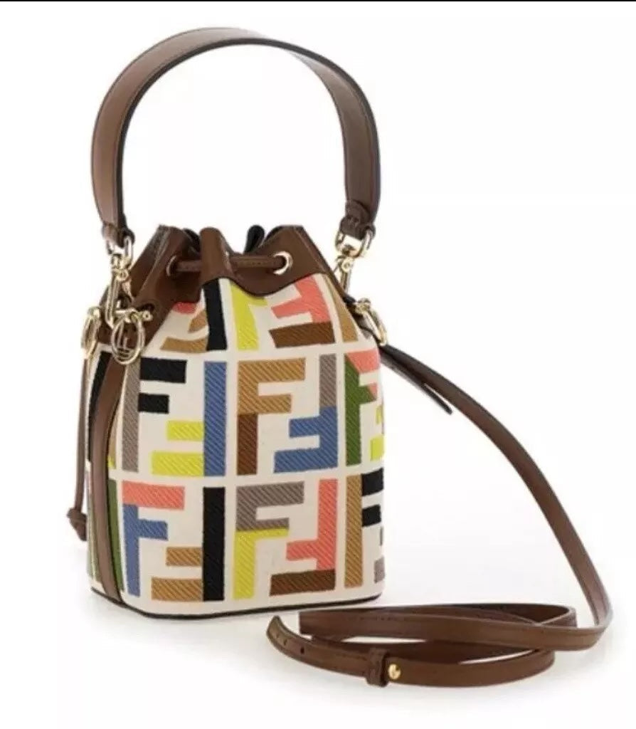 FENDI FF MULTICOLOR MINI MON TRÉSOR BUCKET BAG