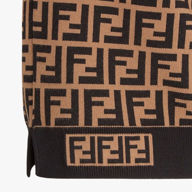 FENDI FF MONOGRAM CREW NECK KNITTED SHIRT
