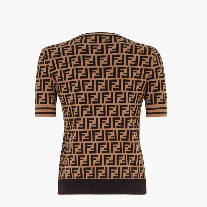 FENDI FF MONOGRAM CREW NECK KNITTED SHIRT