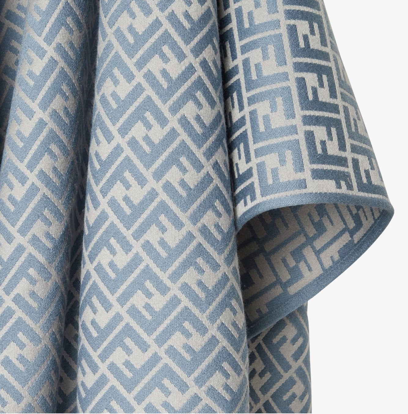FENDI FF WOOL SILK BLEND PONCHO CAPE