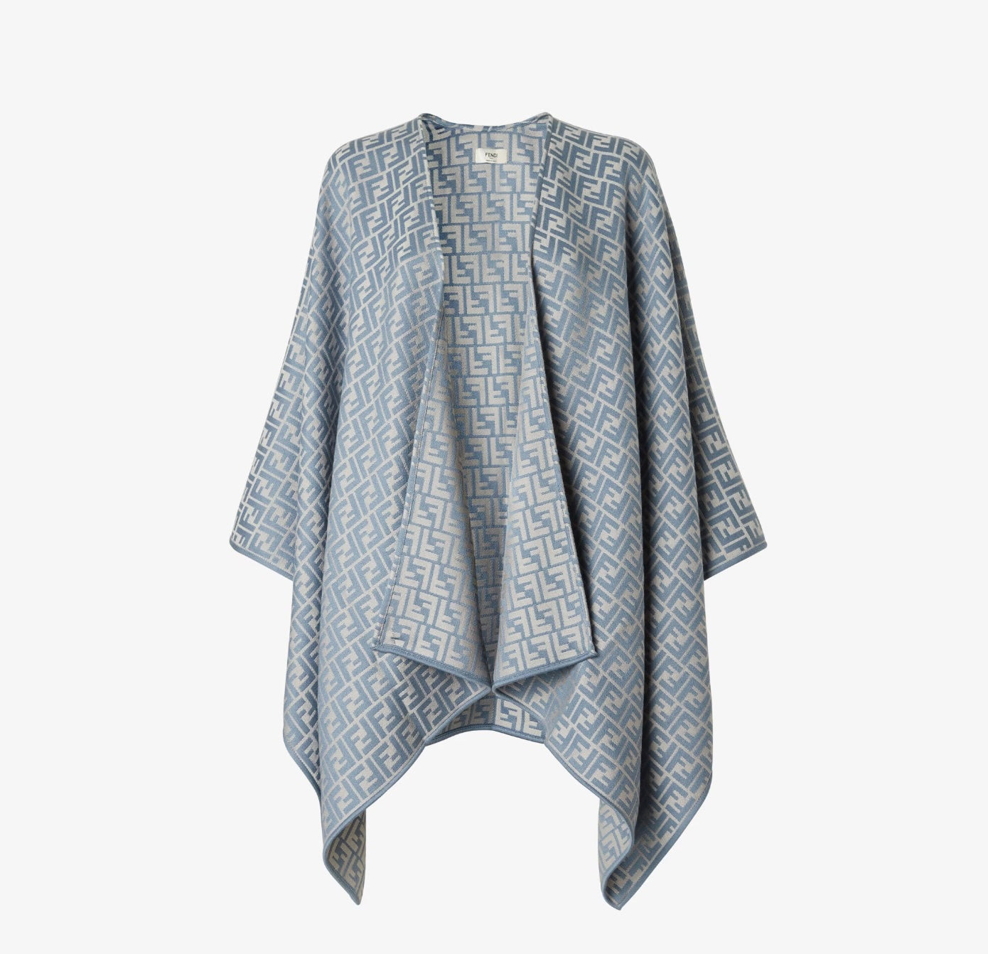 FENDI FF WOOL SILK BLEND PONCHO CAPE