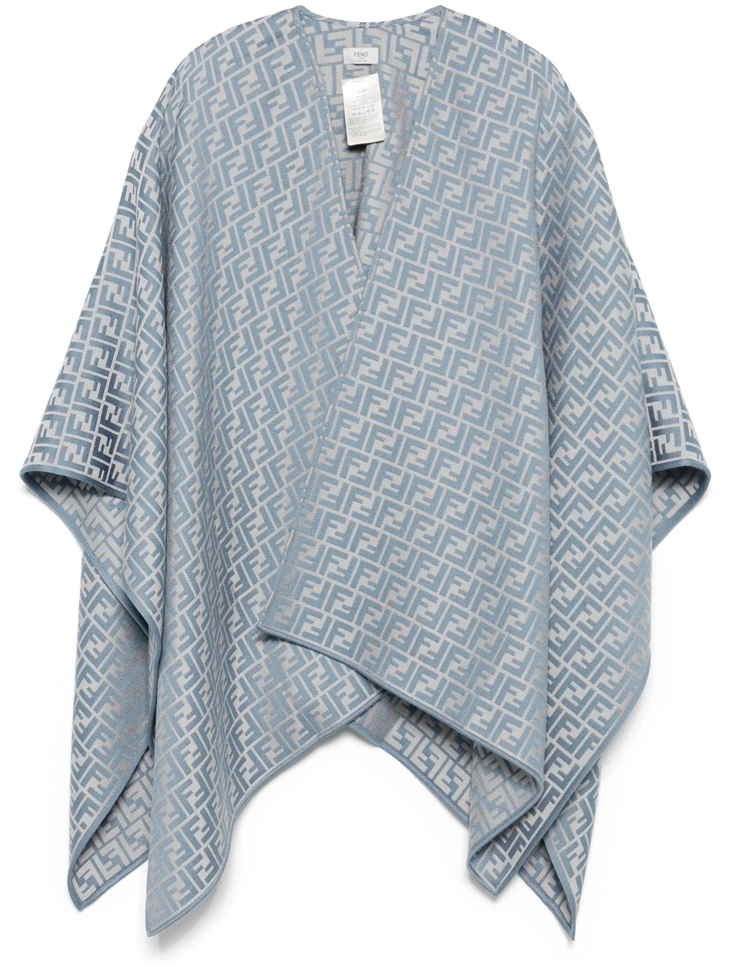 FENDI FF WOOL SILK BLEND PONCHO CAPE