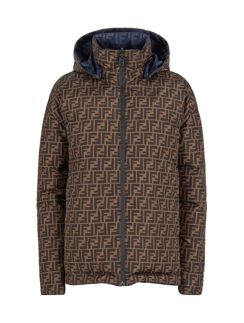 FENDI FF LOGO REVERSIBLE HOODED SKI JACKET
