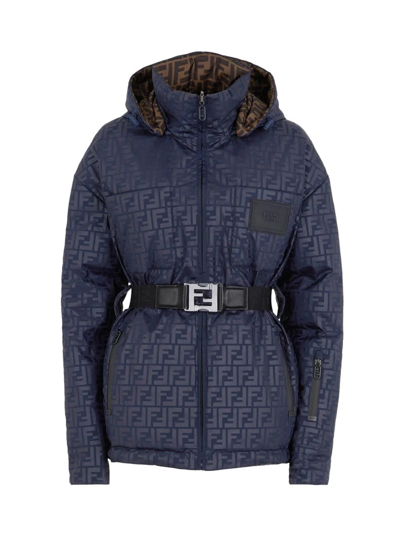 FENDI FF LOGO REVERSIBLE HOODED SKI JACKET