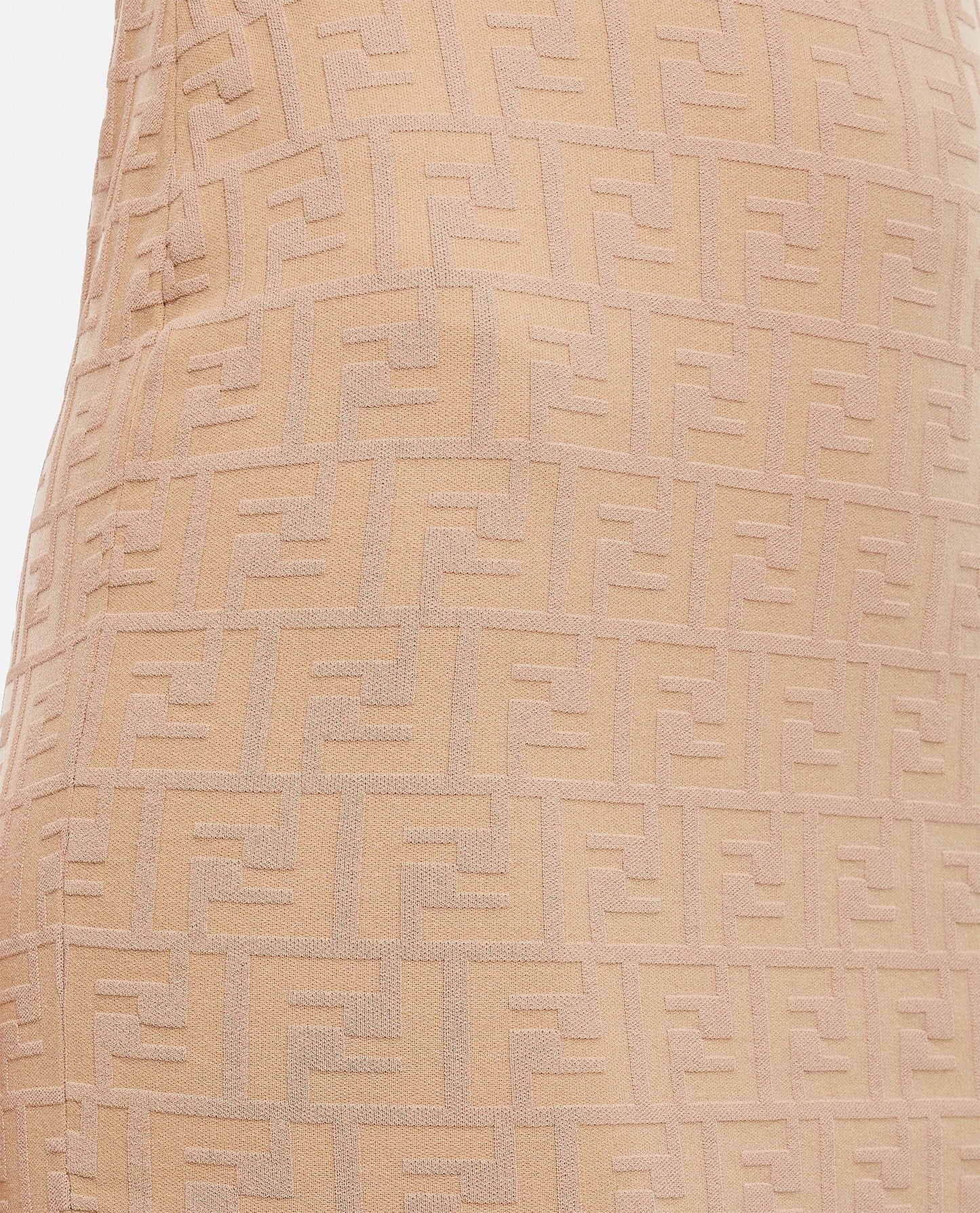 FENDI FF MOTIF RIBBED KNIT MIDI DRESS