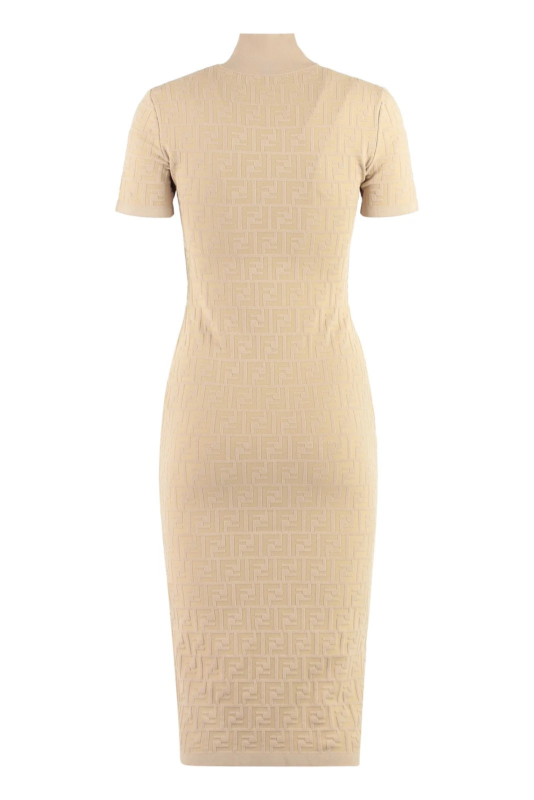 FENDI FF MOTIF RIBBED KNIT MIDI DRESS