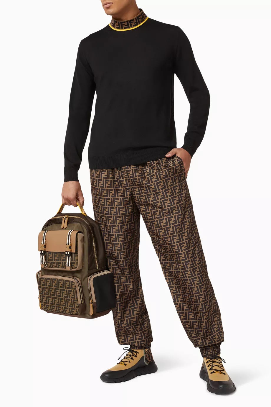 FENDI FF NYLON JOGGING TRACK PANTS