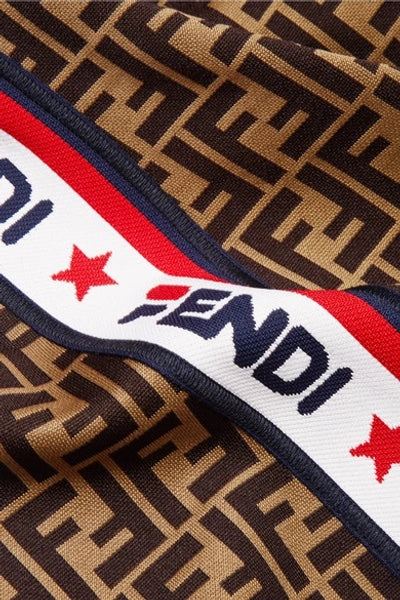 FENDI X FILA MANIA OFF-THE-SHOULDER PRINTED COTTON-BLEND MINI DRESS