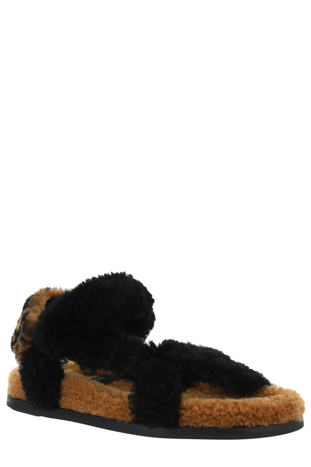 FENDI FEEL FF LOGO SHEARLING SANDALS