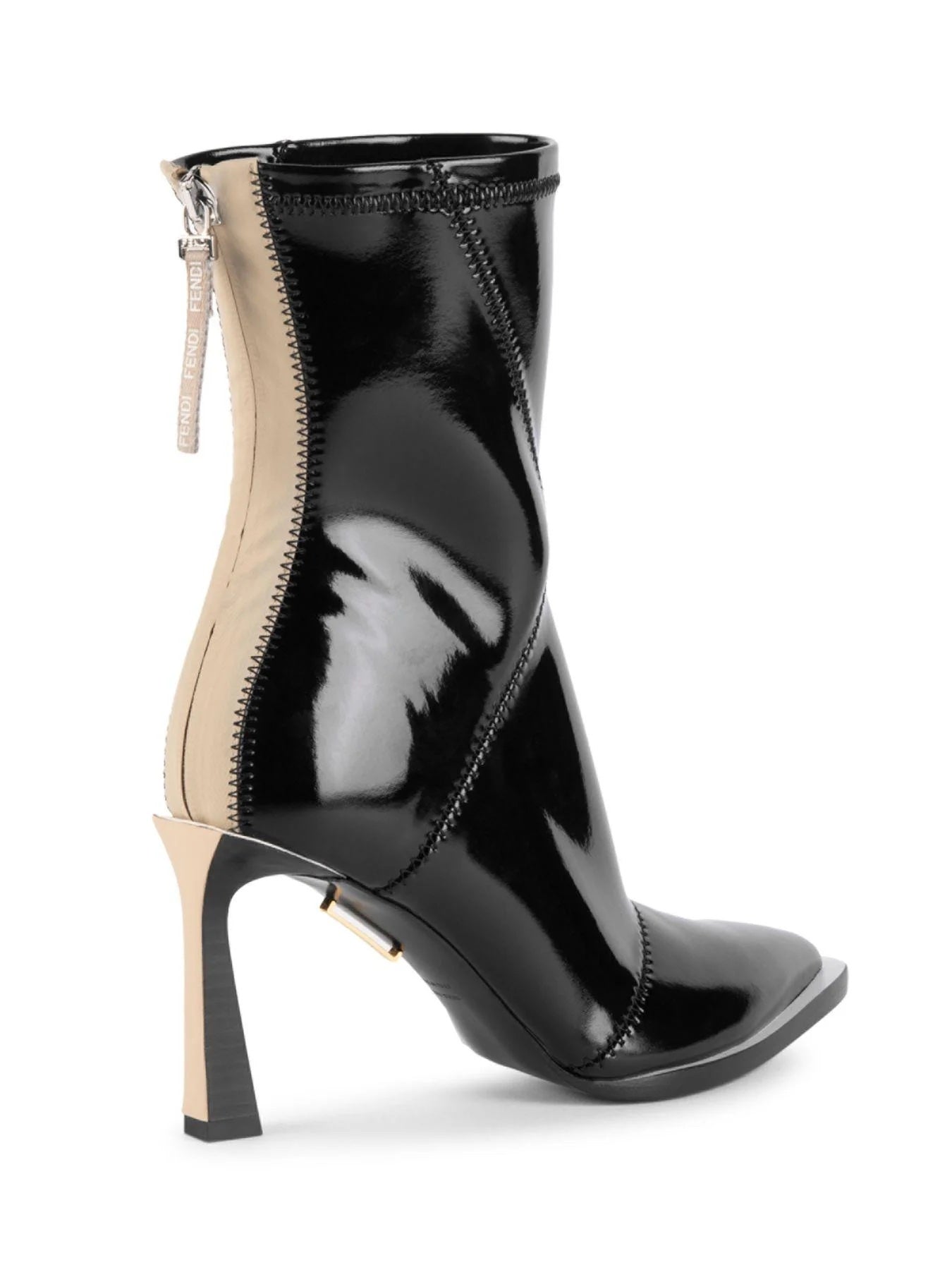 FENDI FFRAME NEOPRENE GLOSSY ANKLE BOOTS