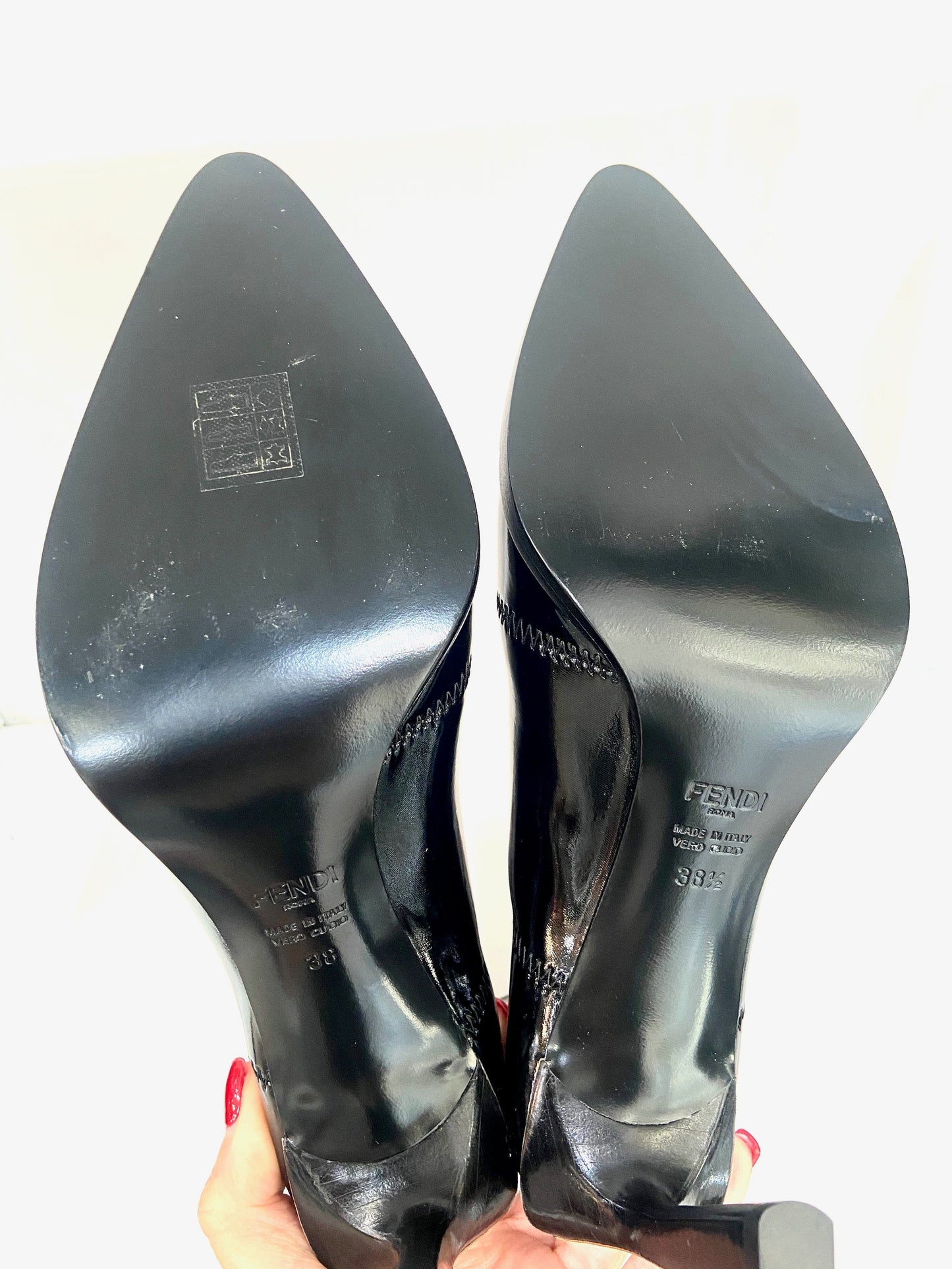FENDI FFRAME NEOPRENE GLOSSY ANKLE BOOTS