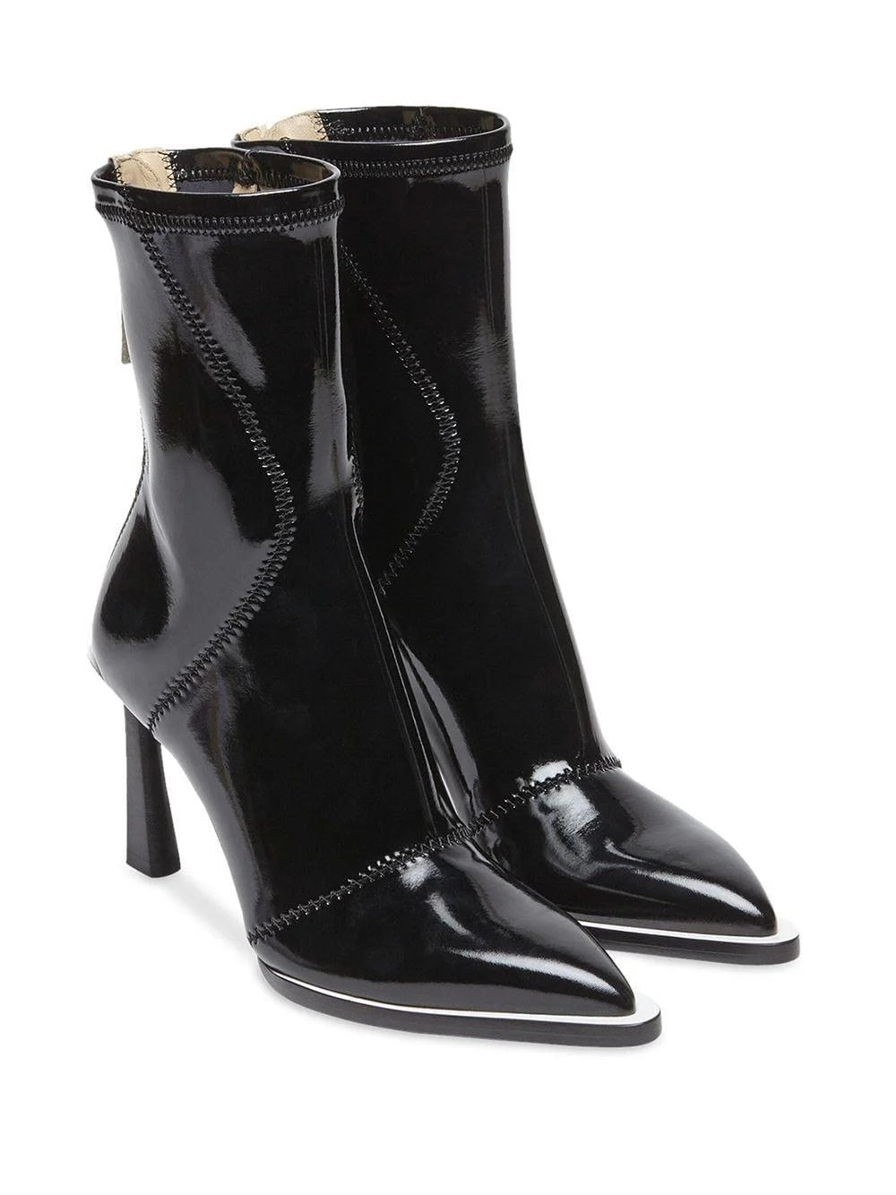 FENDI FFRAME NEOPRENE GLOSSY ANKLE BOOTS