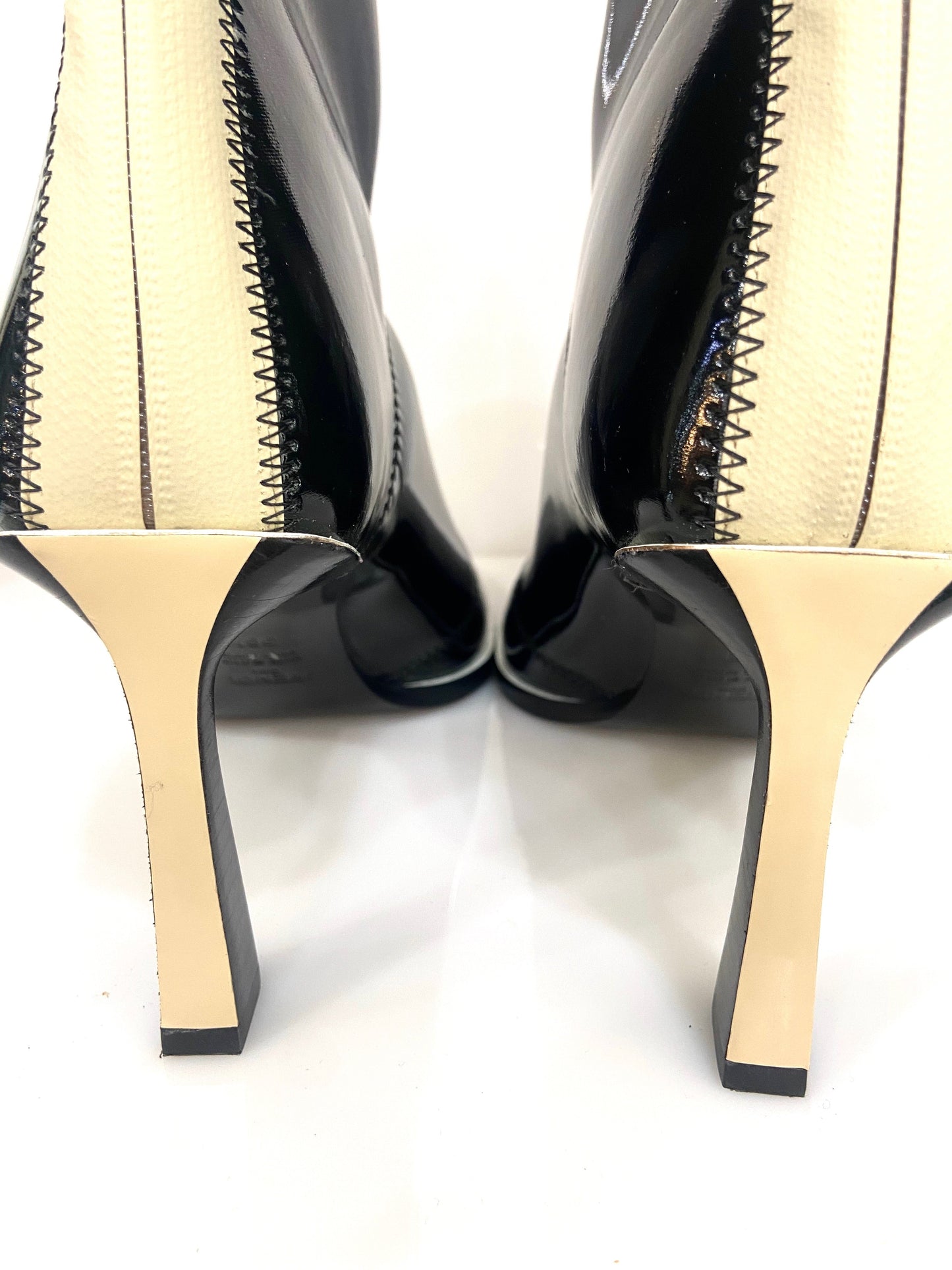 FENDI FFRAME NEOPRENE GLOSSY ANKLE BOOTS