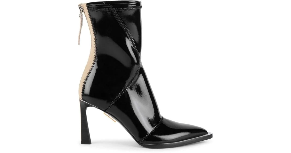 FENDI FFRAME NEOPRENE GLOSSY ANKLE BOOTS