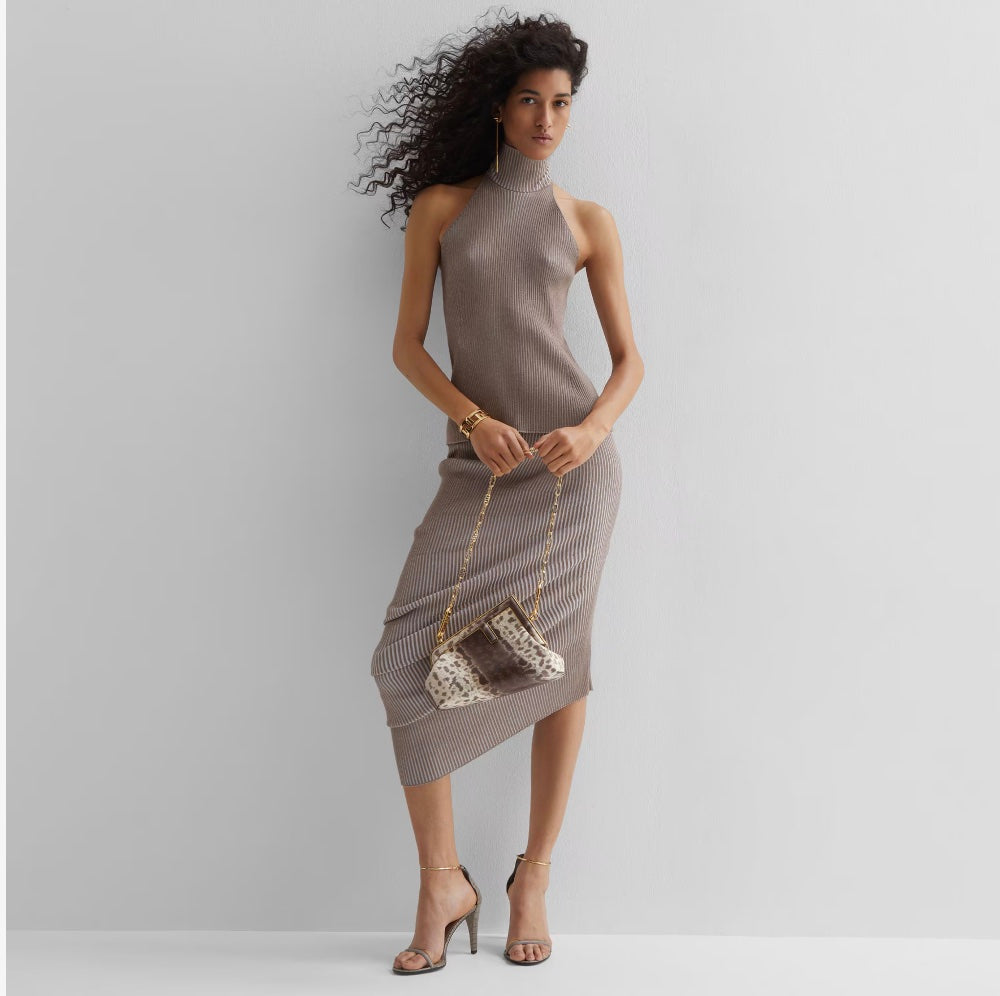 FENDI TIMELESS GOLD COLORED METAL CHAIN SHOULDER STRAP