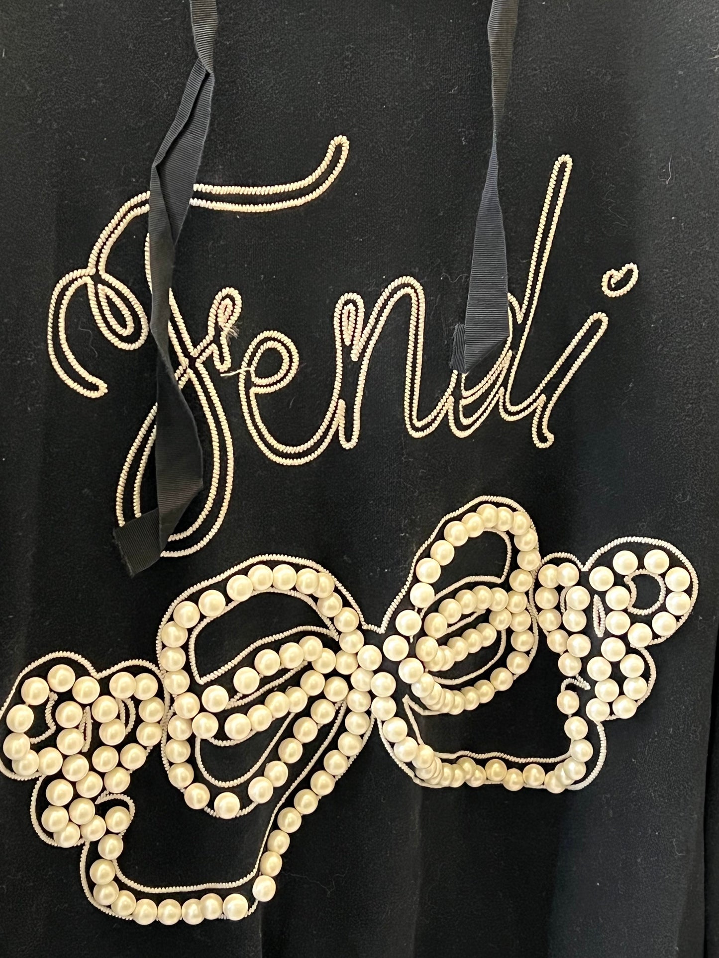 FENDI PEARLS BOW HOODED DRESS