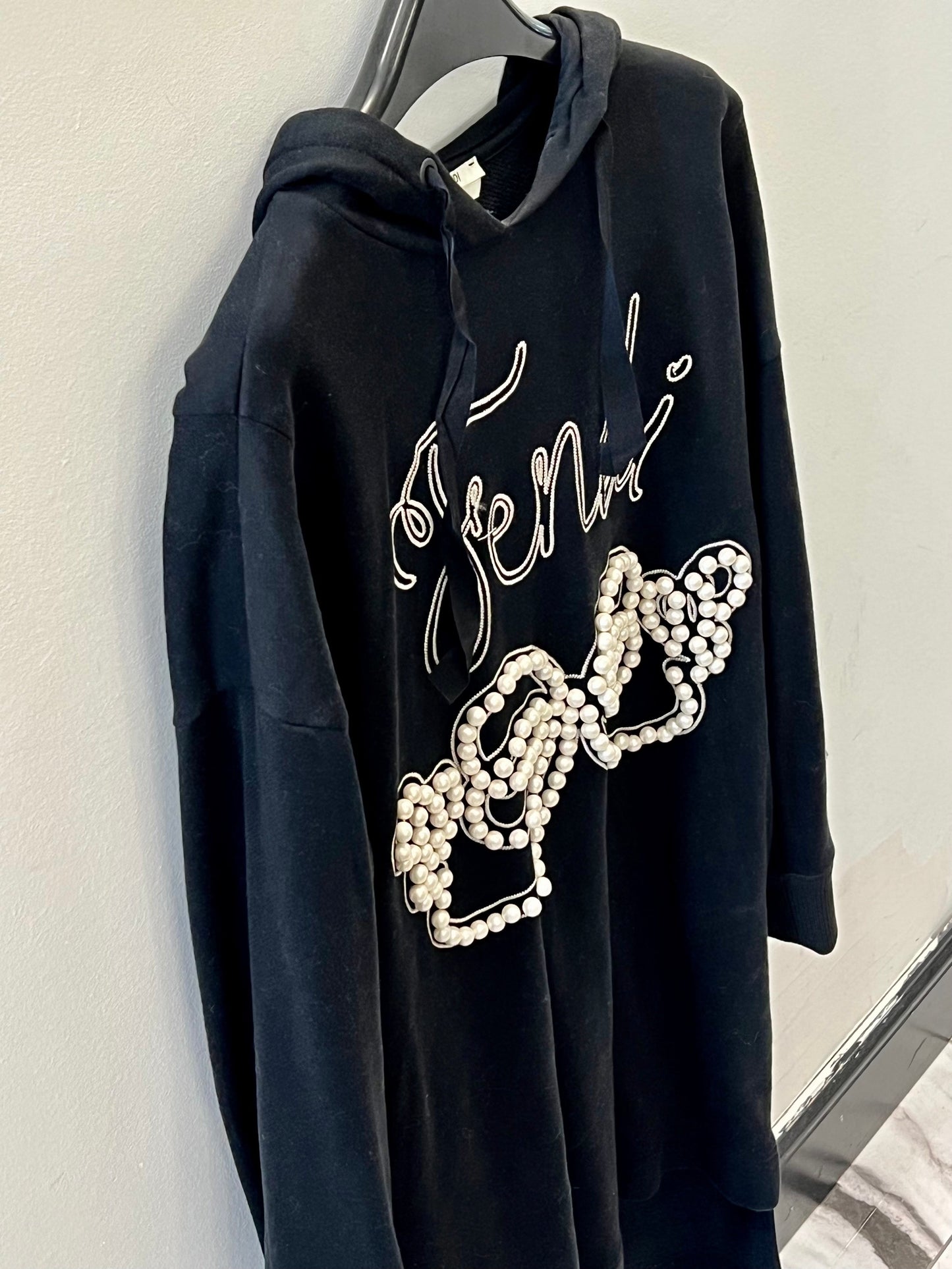 FENDI PEARLS BOW HOODED DRESS