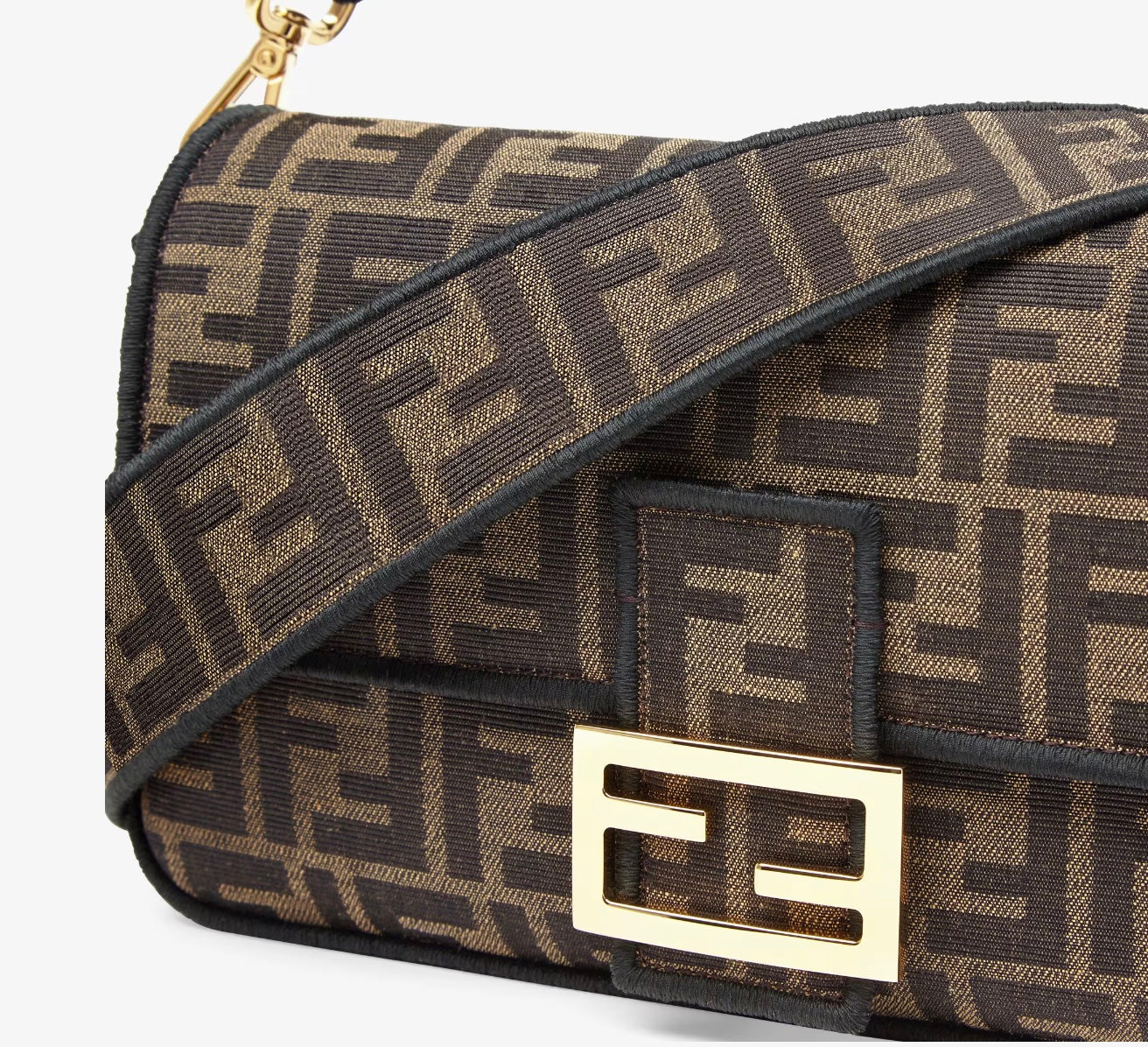 FENDI FF 1974 MEDIUM JACUARD BAGUTTE BAG TOBACCO