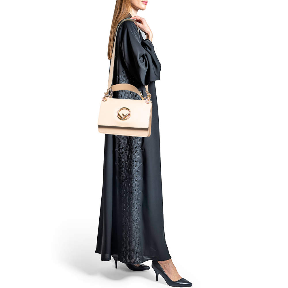 FENDI KAN I SMALL CALFSKIN LEATHER SHOULDER BAG