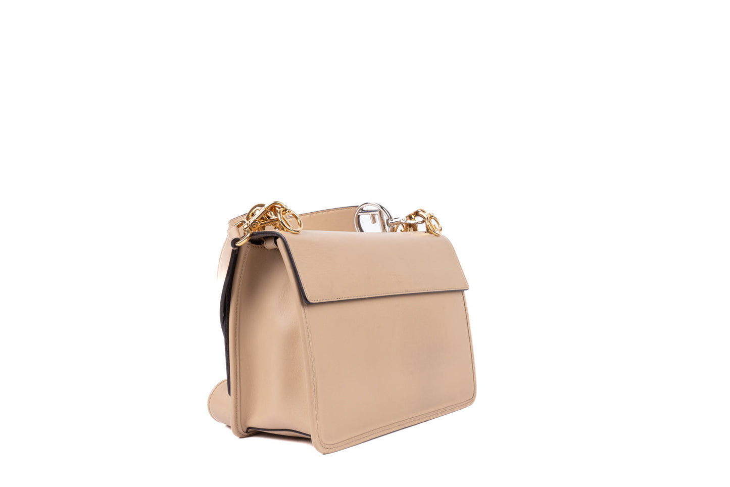 FENDI KAN I SMALL CALFSKIN LEATHER SHOULDER BAG