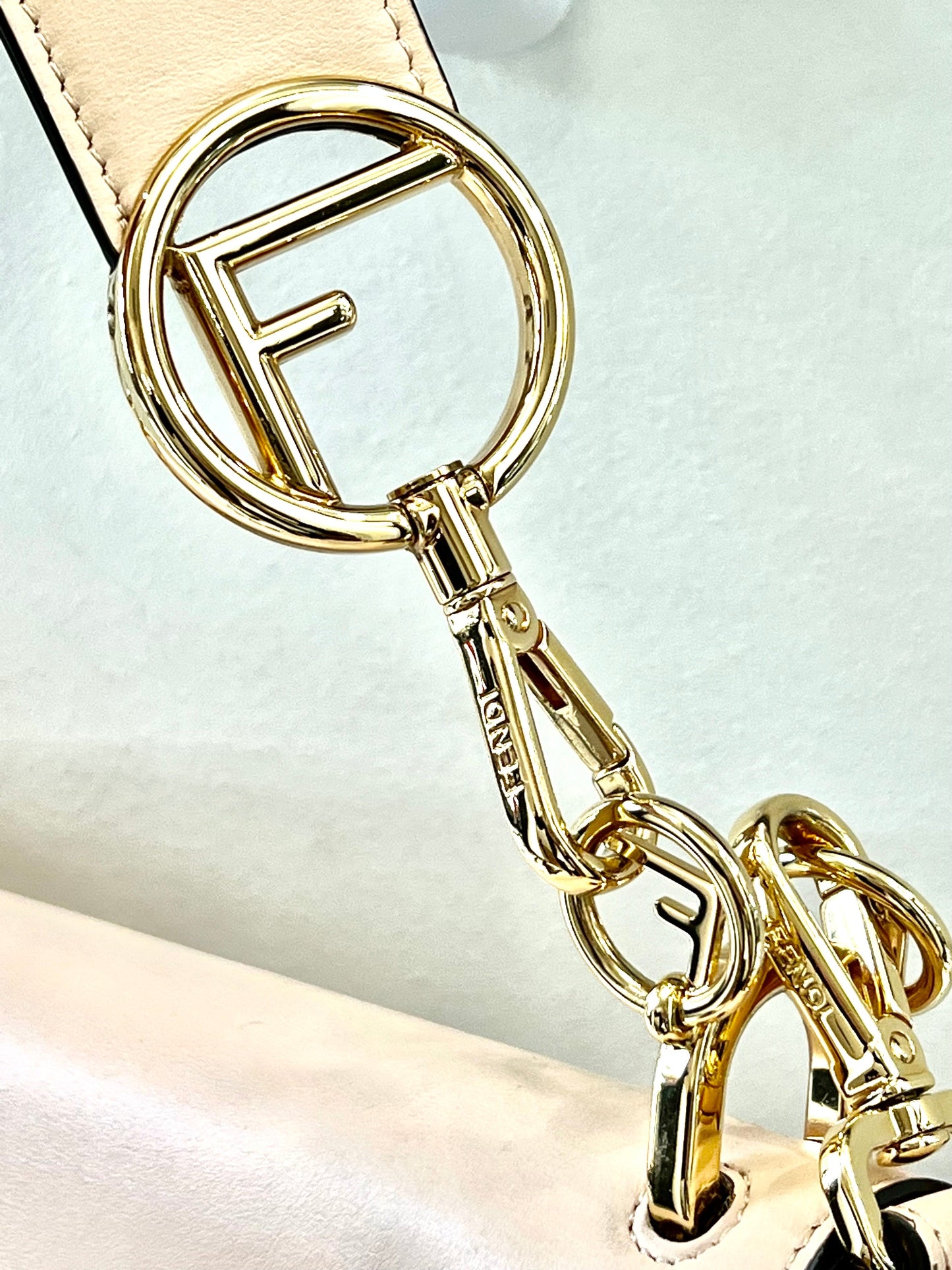 FENDI KAN I SMALL CALFSKIN LEATHER SHOULDER BAG